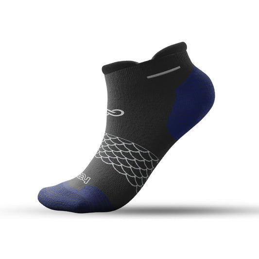 1 Pair 🌿 Bamboo Ankle Socks for Men & Women - Black with Elegant Blue Heel - Large/Extra Large - L/XL - DrSleeep.ae