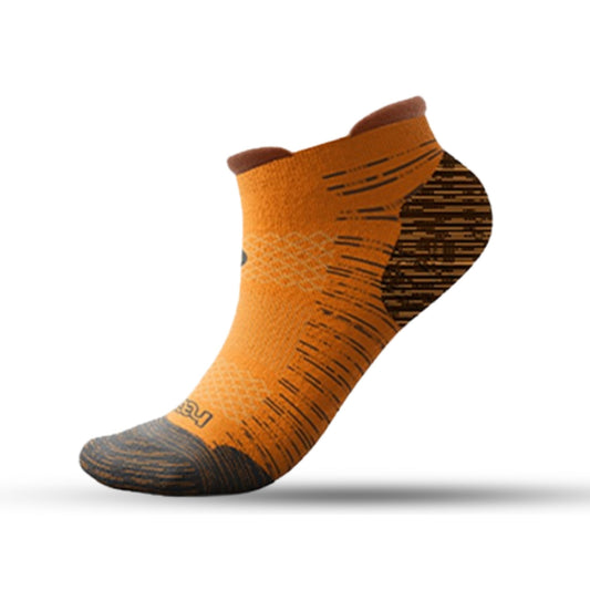1 Pair 🌿 Bamboo Ankle Socks for Men & Women - Orange with Elegant Gray Heel - Large/Extra Large - L/XL - DrSleeep.ae