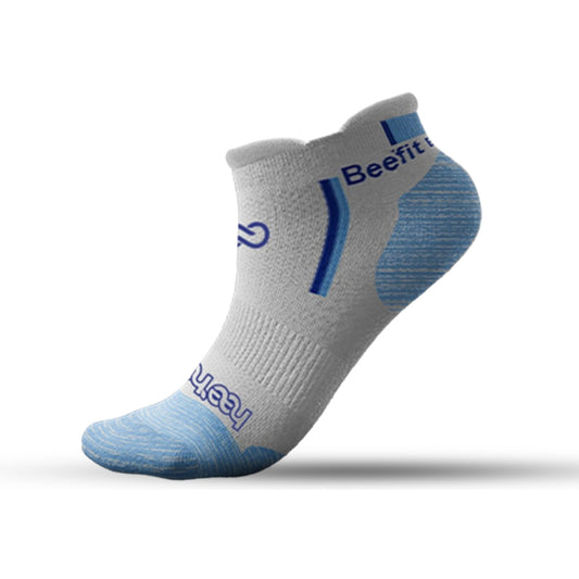 1 Pair 🌿Bamboo🌿 Ankle Socks - White with Elegant Sky Blue - Small/Medium (S/M) - DrSleeep.ae