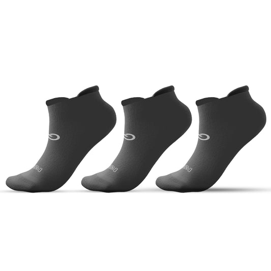 🌿 Set of 3 Bamboo Ankle Socks - Luxurious Black - S/M - DrSleeep.ae