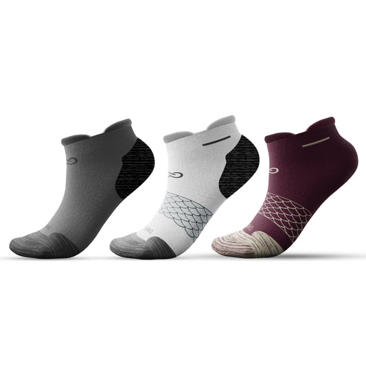 🌿 Set of 3 Bamboo Ankle Socks - Elegant Mix (Maroon/Grey/White) - Large/Extra Large - L/XL - DrSleeep.ae