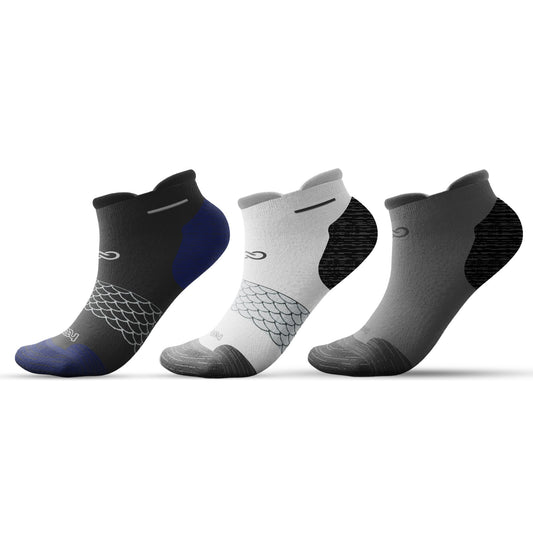 🌿 Set of 3 Unisex Bamboo Ankle Socks - Classic Collection (Navy/White/Gray) - L/XL - DrSleeep.ae