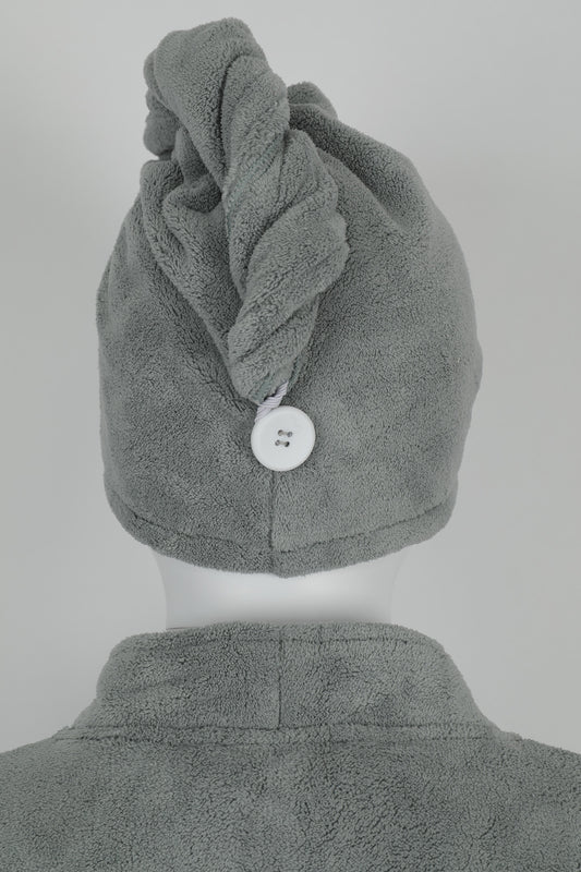 Dark Grey Hair Towel - منشفة شعر رمادية داكنة - DrSleeep.ae