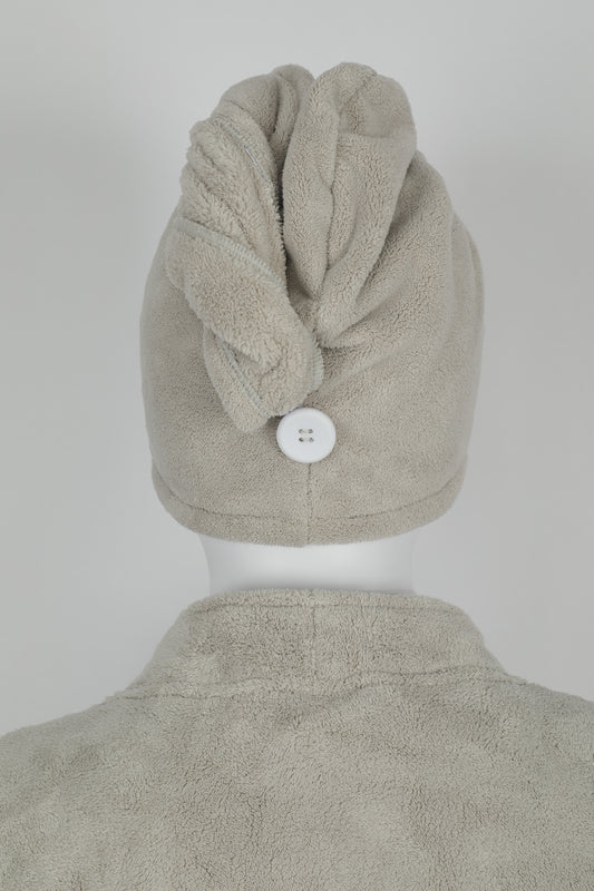 Light Grey Hair Towel - منشفة شعر رمادية فاتحة - DrSleeep.ae