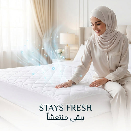 Mattress Pad 100% Viscose Derived from Bamboo - stays fresh | يبقى منتعشاً - DrSleeep UAE