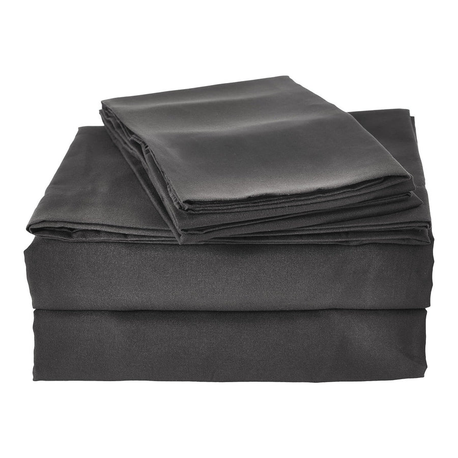 Folded dark-grey DrSleeep fitted sheet set
