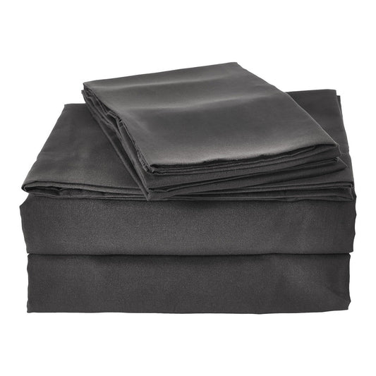 Folded dark-grey DrSleeep fitted sheet set