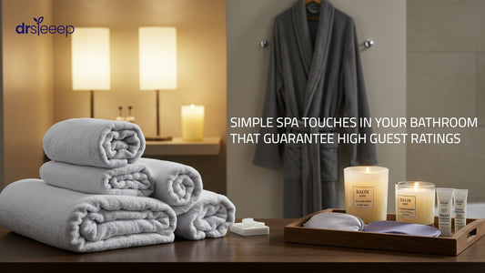 "Luxurious bamboo bath towels in hotel bathroom"