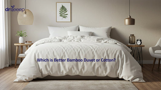Bamboo duvet folded on a bed with fresh white pillows