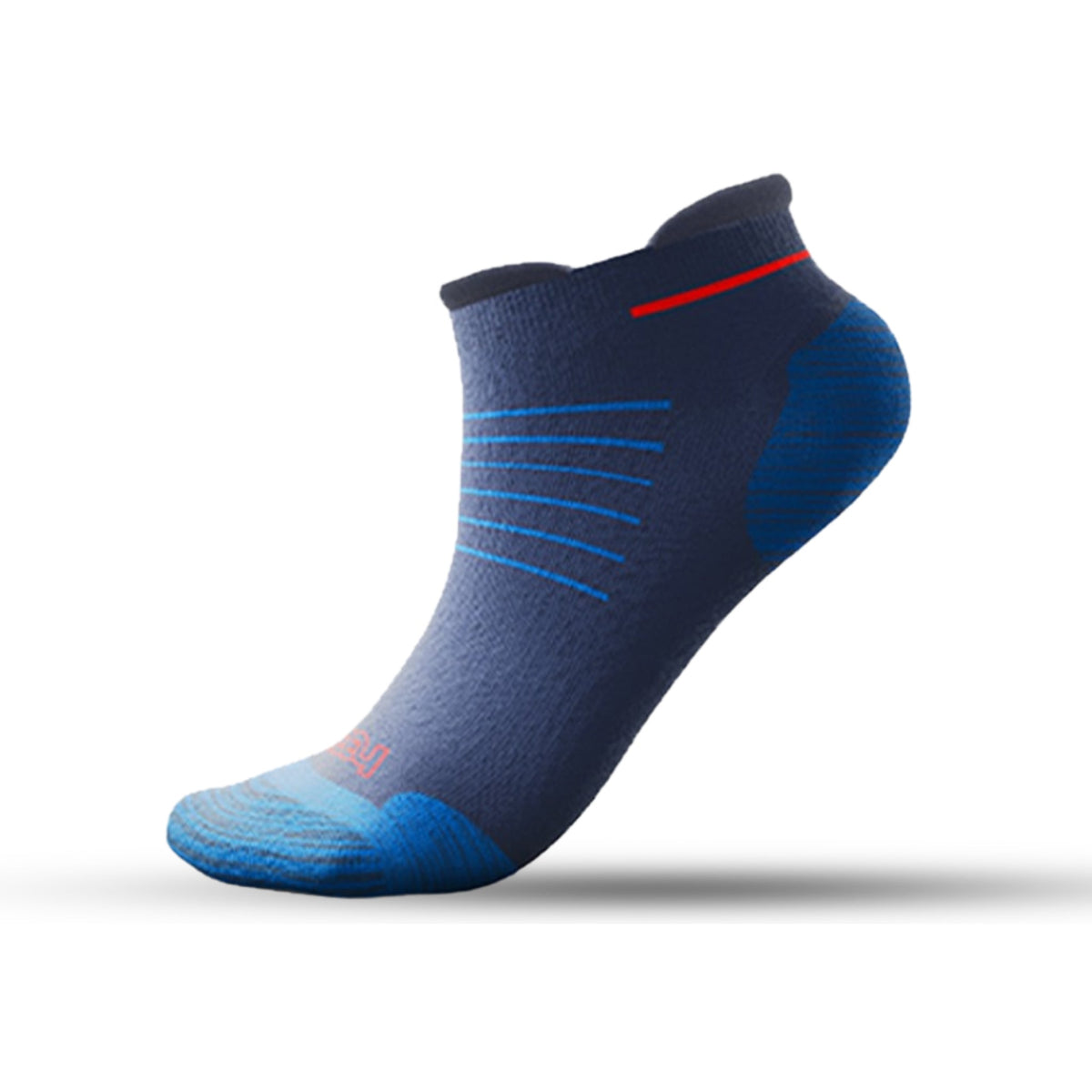 1 Pair 🌿 Bamboo Ankle Socks for Men & Women - Navy with Elegant Red Stripe - Large/Extra Large - L/XL - DrSleeep.ae