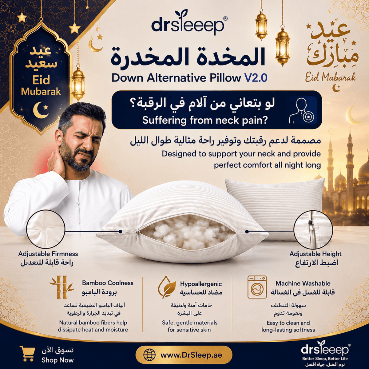 2 Adjustable Down Alternative Pillows