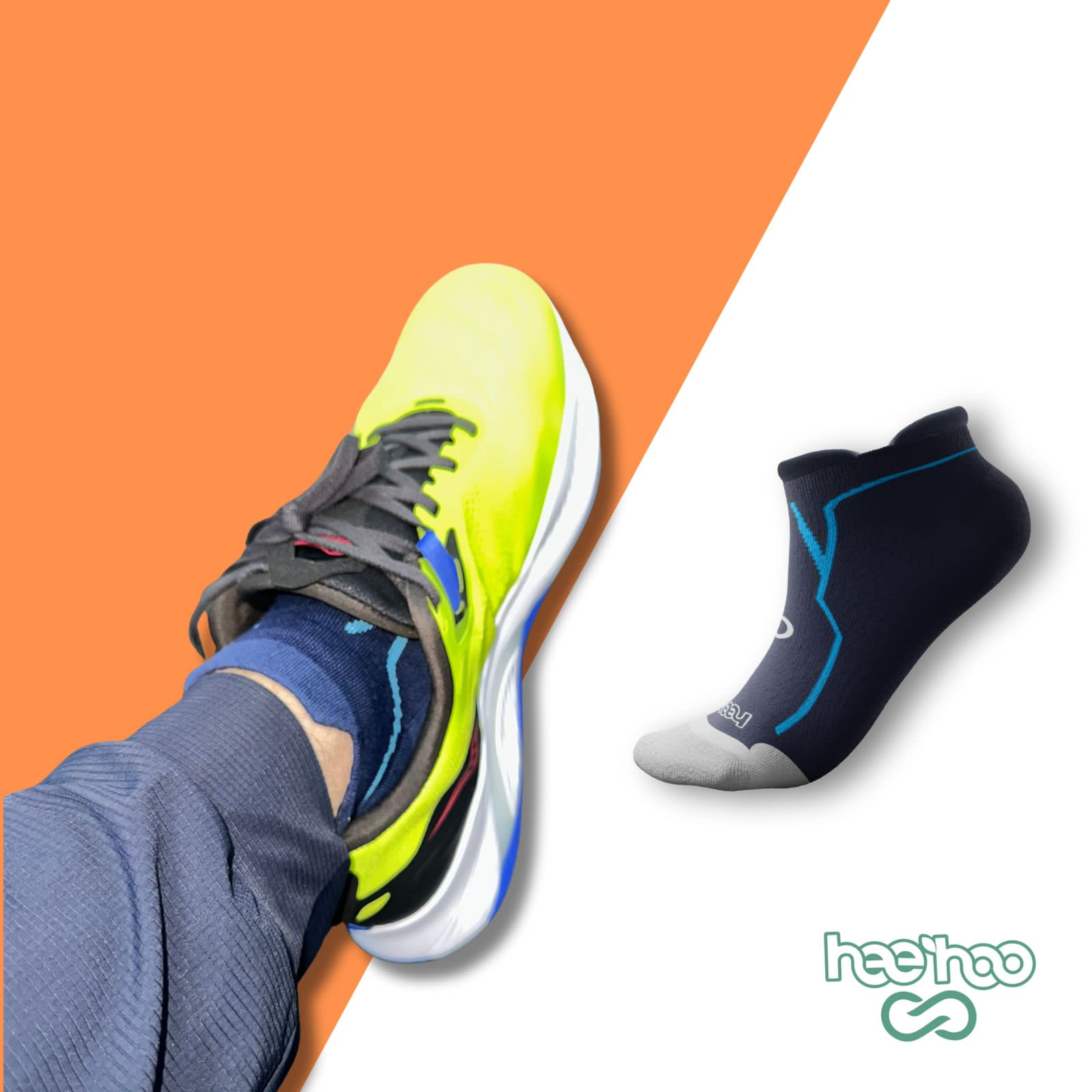 1 Pair 🌿 Bamboo Ankle Socks for Men & Women - Navy with Elegant Light Blue Stripe - Large/Extra Large - L/XL - DrSleeep.ae