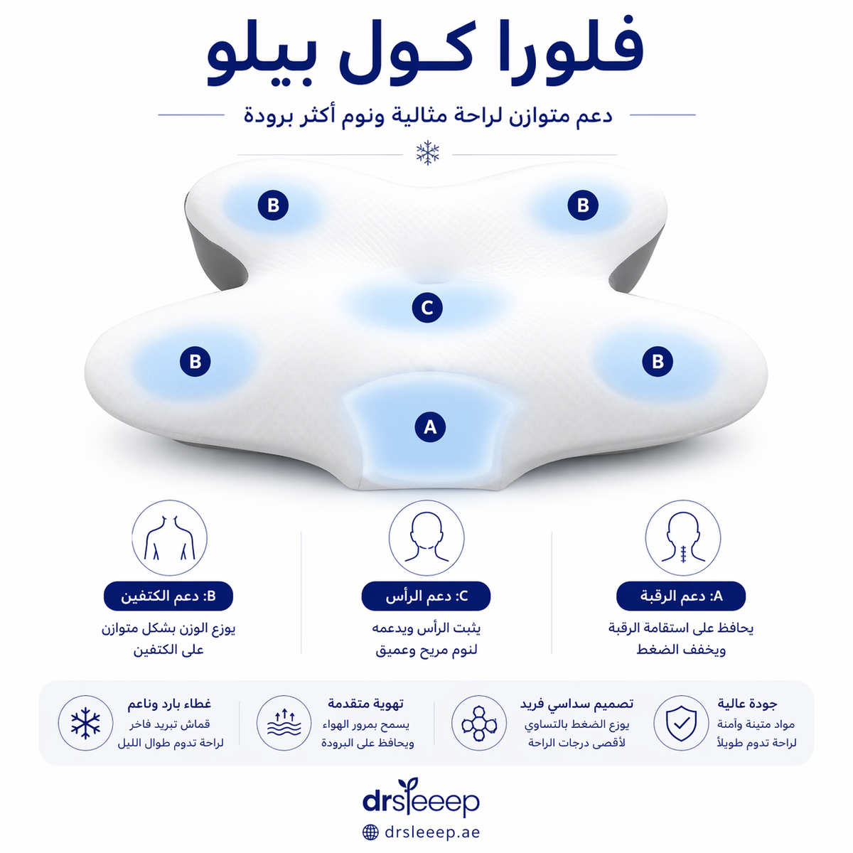 وسادة فلورا كول برودة الليل كاملاً - DrSleeep
