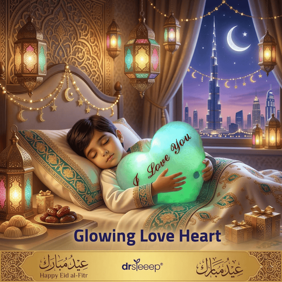 Glowing Love Heart Plush Toy 36x30cm | Ultra-Soft Kids Cushion by DrSleeep UAE