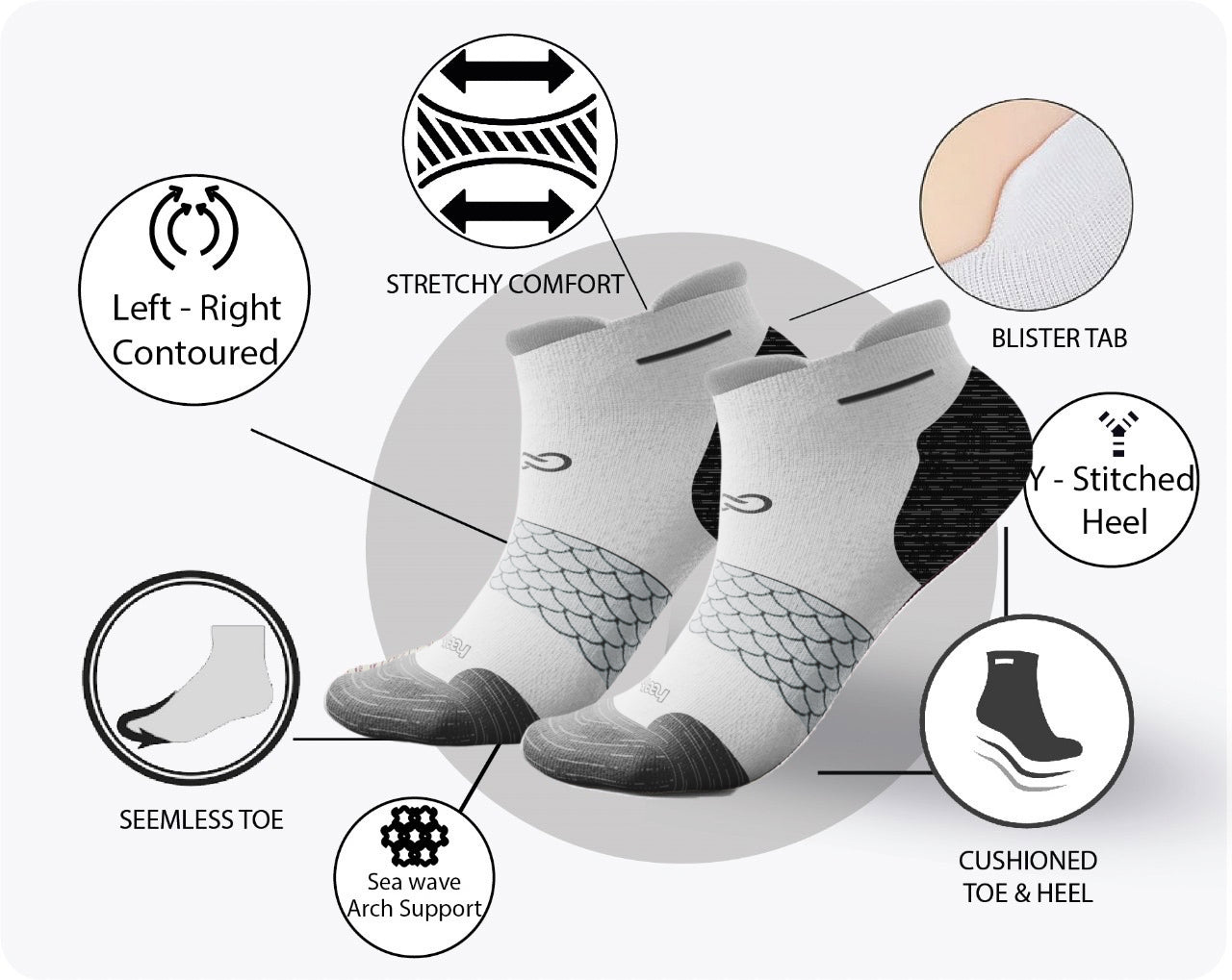 🌿 Set of 3 Unisex Bamboo Ankle Socks - Classic Collection (Navy/White/Gray) - L/XL - DrSleeep.ae