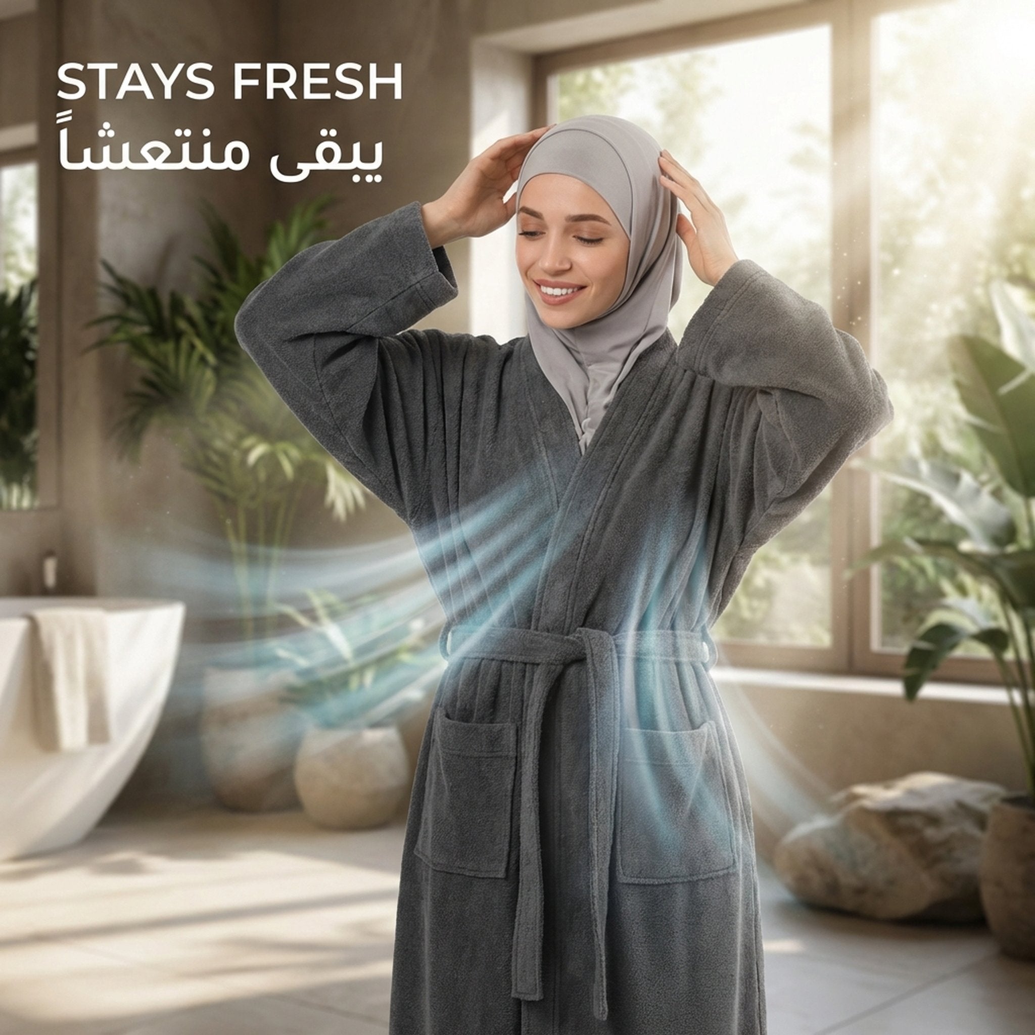Dark Grey Bathrobe - stays fresh | يبقى منتعشاً - DrSleeep UAE