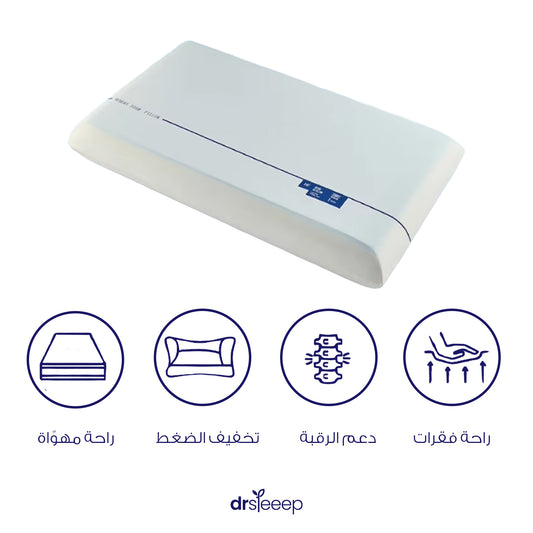  White cloud-shaped memory foam pillow with ergonomic neck support and cooling fabric for breathability and temperature regulation.
